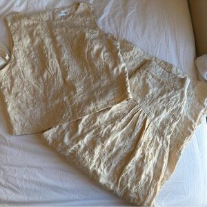 Red Dress Cream Embroidered Skirt and Top Set